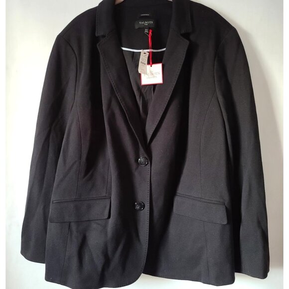 Talbots Aberdeen Pique Knit Pick Stitch Blazer Plus 22W Black Career Preppy NWT - Picture 8 of 8